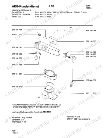 Взрыв-схема холодильника Aeg SANTO 2332-1 I CH - Схема узла Refrigerator cooling system